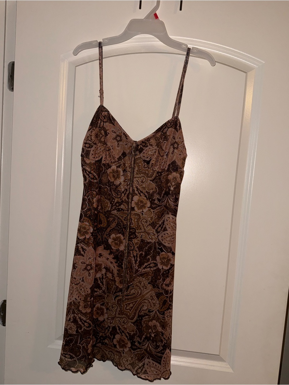 SHEIN Brown Paisley Slip Mini Dress